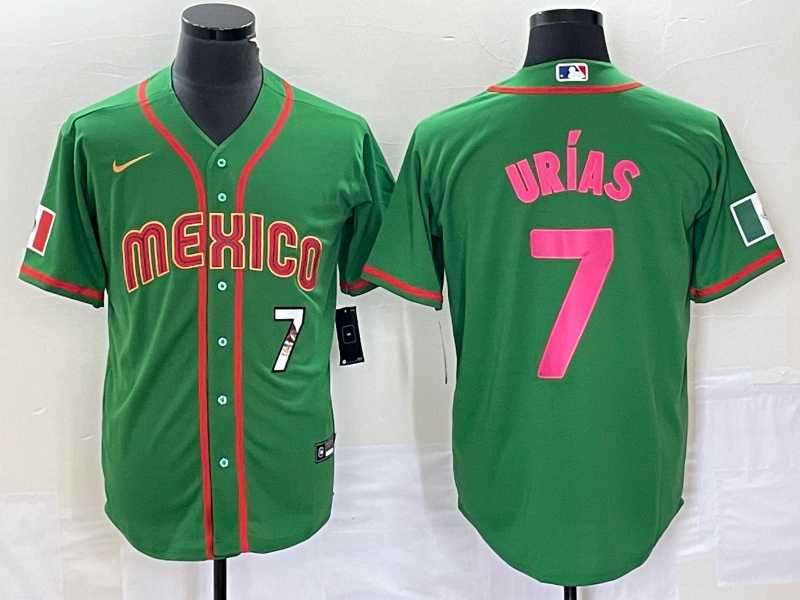 Men%27s Mexico Baseball #7 Julio Urias Number 2023 Green World Classic Stitched Jersey7